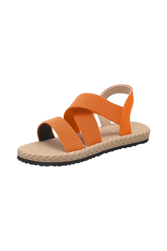 Women's Plus Size Roman Wrap Around Strap Sandals, Thick Soft Sole Design, Comfortable Breathable Casual Summer Footwear Orange 36