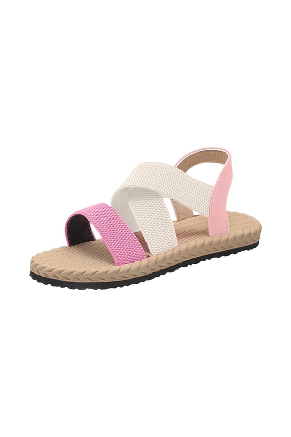 Women's Plus Size Roman Wrap Around Strap Sandals, Thick Soft Sole Design, Comfortable Breathable Casual Summer Footwear Pink 36