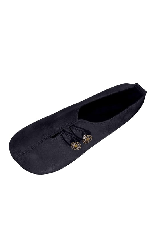 Women's Plus Size Vintage Faux Leather V-Cut Flats, Retro Slip On Comfortable Casual Shoes for Summer Black 43