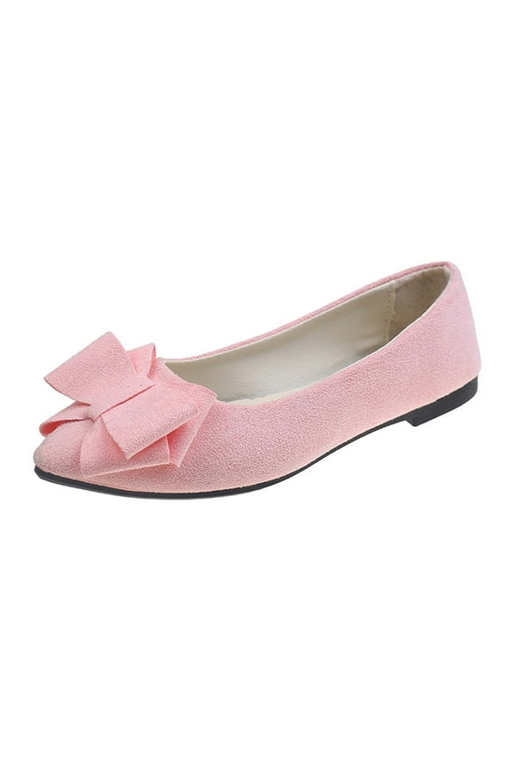 Women's Pointed Toe Bow Flats Soft Slip-On Ballet Flats Shoes Loafers Comfort Work Shoes Pink Pink 43