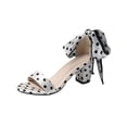 thumbnail image 1 of KIJBLAE Women's Polka Dot Bow Block Heel Sandals, Ankle Tie Open-Toe Shoes, Plus Size Retro Comfort Footwear for Party & Daily White 37, 1 of 9