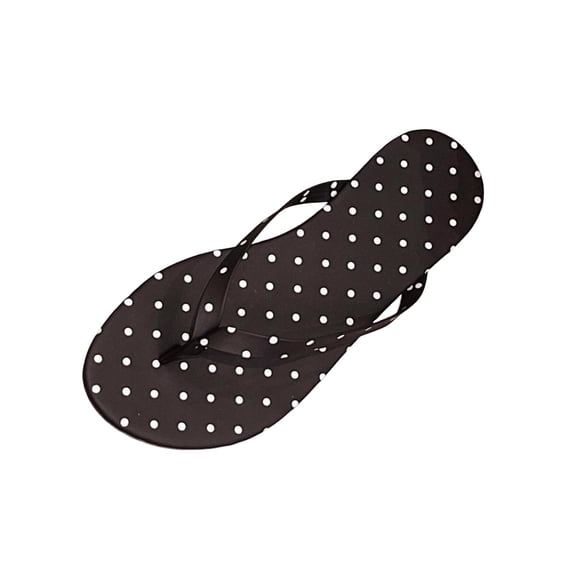 KIJBLAE Women's Polka Dot Soft Rubber Flip Flops, Wide Width Durable Non Slip Comfort Casual Beach Summer Slippers Black 42