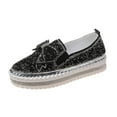 thumbnail image 1 of KIJBLAE Women's Rhinestone Bow Flats Loafers Bling Shoes Slip On Sneakers Ladies Glitter Loafers Shoes Comfort Flat Shoes Plus Size Black 43, 1 of 6