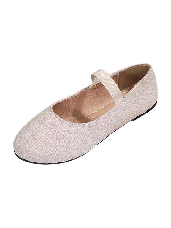 Women's Round Toe Mary Jane Moccasin Flats, Low Cut Slip On Soft Sole Comfortable Casual Shoes White 39