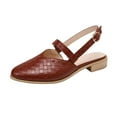 thumbnail image 1 of KIJBLAE Women's Sandals Clearance Pointed Flat Shoes Weave Casual Shoes Solid Comfortable Sandals Shoes Brown 38 Lady Sandals Rollback, 1 of 4
