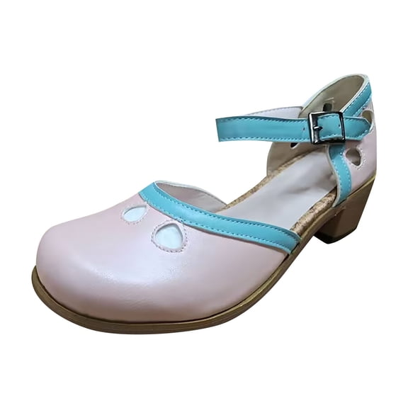 KIJBLAE Women's Sandals Summer Coarse Heel Sandals Match Color Princess Casual Single Shoes Pink 43 Lady Sandals