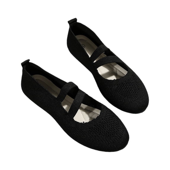 KIJBLAE Women's Shoes Flats Mesh Breathable Slip-On Loafers Hollow out Round Toe Shoes Woman Summer Beach Shoes Black 37