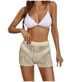 thumbnail image 1 of KIJBLAE Women's Skinny Fit Lightweight Breathable Shorts Hollow out Crochet Shorts High Waist Beach Knitted Shorts Drawstring Elastic Waist Shorts Khaki L, 1 of 5