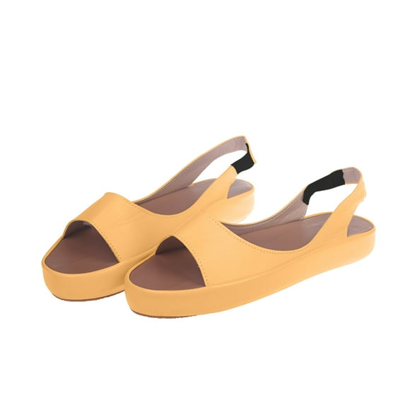KIJBLAE Women's Slippers Summer Ladies Sandals Casual Footwear Solid Color Casual Fish Mouth Thick Bottomed Sandals Yellow 43 Lady Slippers