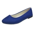 thumbnail image 1 of KIJBLAE Women's Solid Color Pointed Toe Flats Comfortable Slip-On Loafers Work Office Dress Shoes Ballerina Flats Blue 35, 1 of 6
