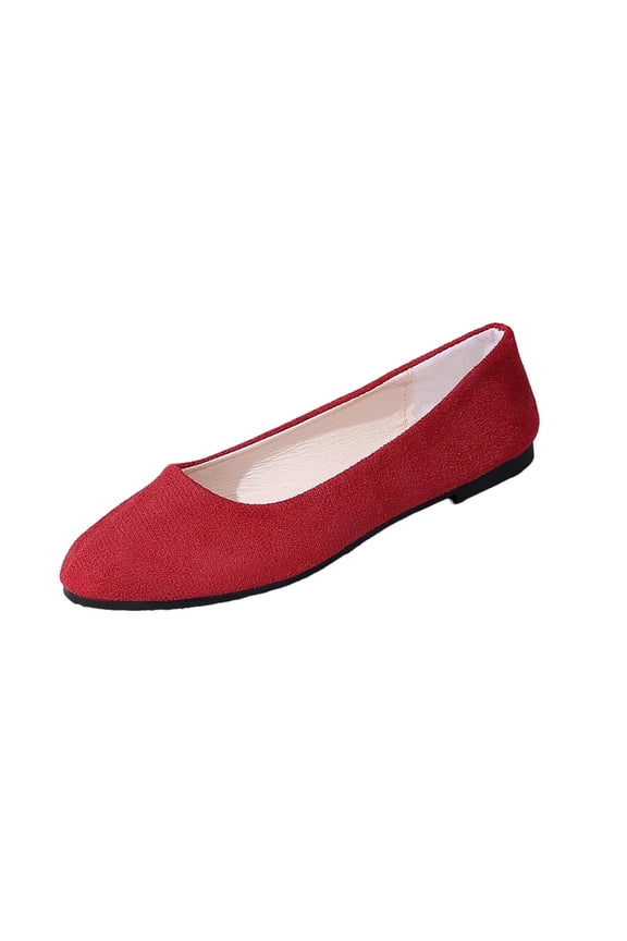 Women's Solid Full Cover Low Cut Lazy Flats, Slip On Soft Sole Daily Comfortable Casual Moccasins Red 36