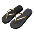 thumbnail image 1 of KIJBLAE Women's Summer Beach Flip Flops Sandals Lightweight Non-Slip Wedges Slippers Thong Sandals House Indoor Outdoor Shoes Gold 37, 1 of 9
