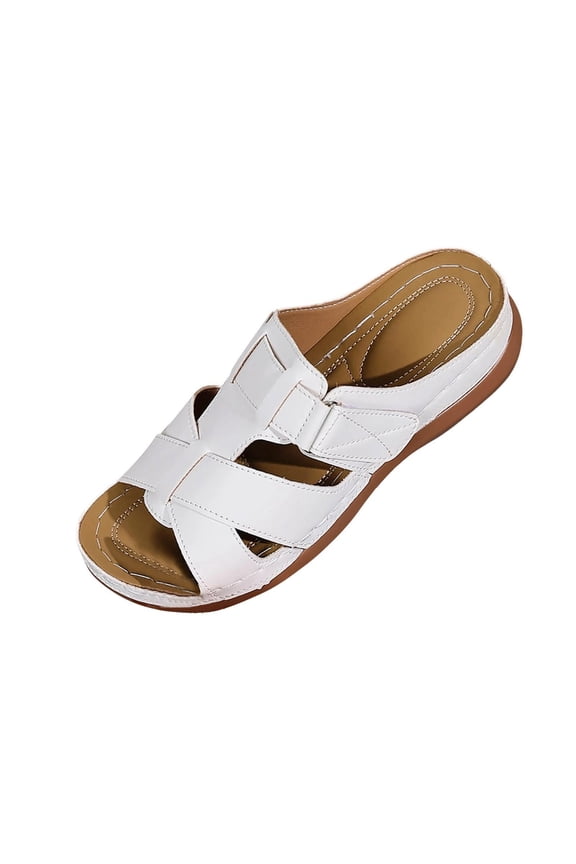 Women's Summer Beach Wedge Heel Solid Open Toe Platform Slippers, Comfortable Elevated Lightweight Footwear for Vacation Daily Activities White 40