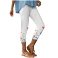 thumbnail image 1 of KIJBLAE Women's Summer Capri Pants Floral Printed Cropped Leggings High Waist Stretch Slim Fit Trousers Capris Multicolor L, 1 of 5