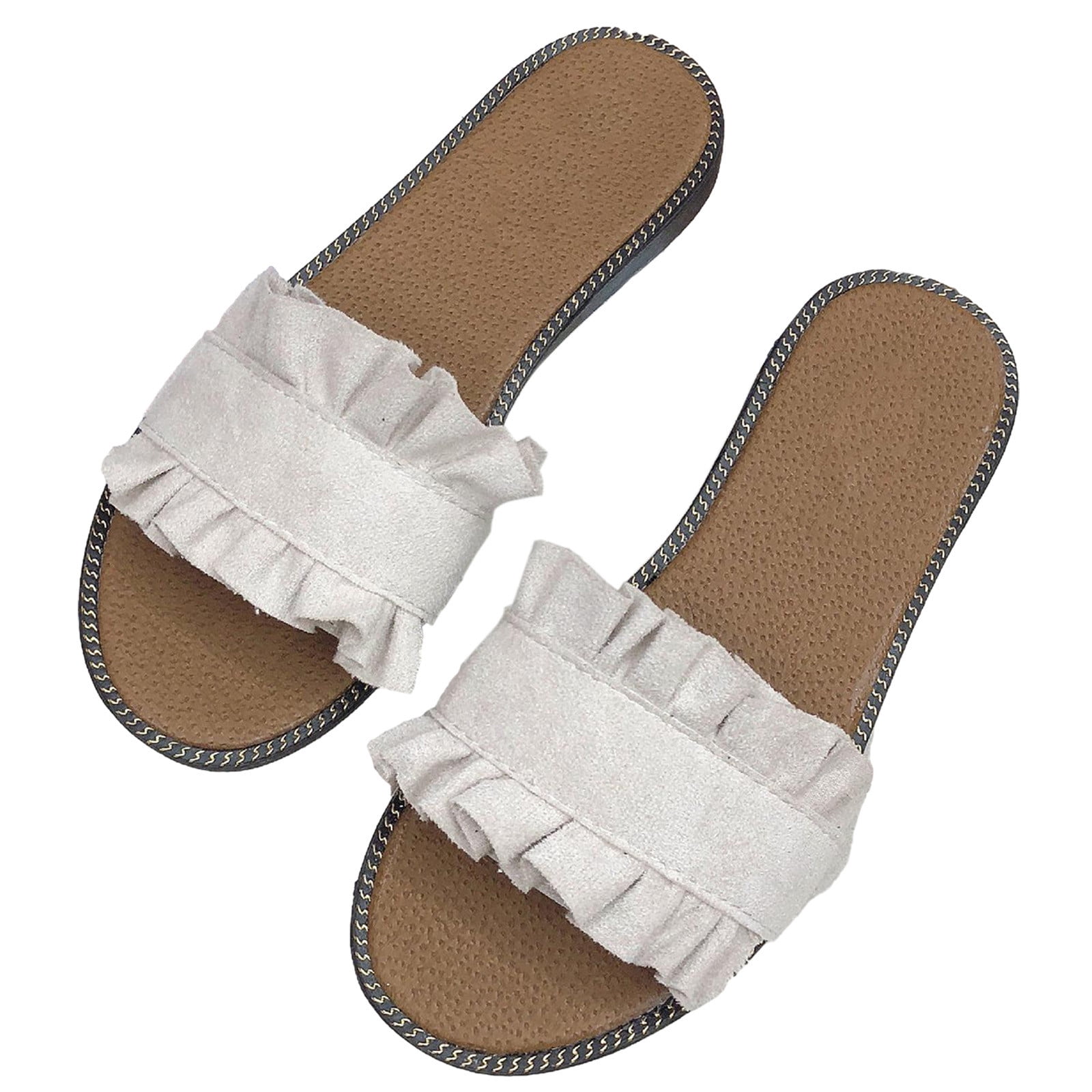 Ruffles hem casual summer slipper deals