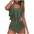 thumbnail image 1 of KIJBLAE Women's Tankini Swimsuit Ruffle Tierred Swimwear Sets Solid Color Beachwear Strappy Halter Bathing Suit Summer Beach Outfits for Girls Discount Army Green M, 1 of 6