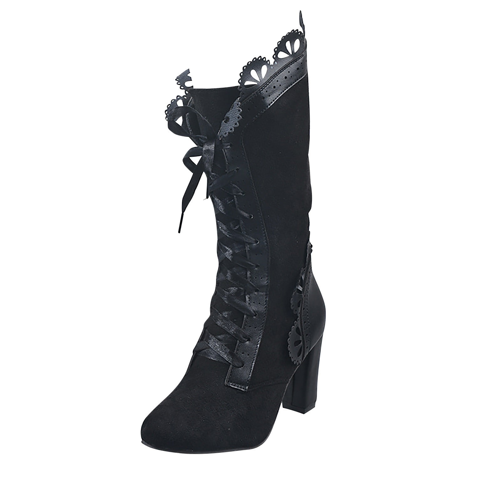 Women's Victorian Ankle Boots - Lace Up & Side Zipper - Round Toe Kitten Heel Vintage Booties For Halloween & Steampunk - View #9
