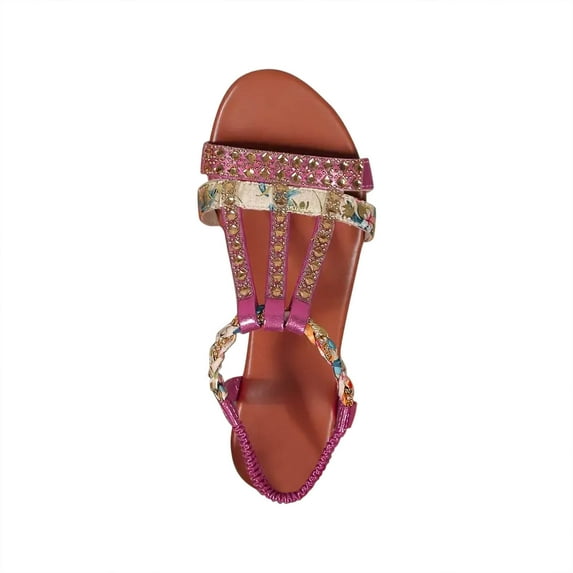 KIJBLAE Women's Wedges Shoes Mouth Slip-on Slope Heel Shoes Casual Bohemian Rhinestone Roman Sandals Hot Pink 42 Lady Wedges Shoes Price