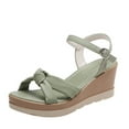 thumbnail image 1 of KIJBLAE Women's Wedges Shoes Summer One-line Strap Solid Color Sandals Wedges Green 36 Lady Wedges Shoes, 1 of 6