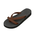 thumbnail image 1 of KIJBLAE Women's Wide Width Cross Strap Flat Beach Sandals, Casual Lightweight Non Slip Open Toe Slides for Summer Daily Wear Coffee 37, 1 of 6