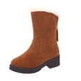 thumbnail image 1 of KIJBLAE Women's Winter Boots Suede Faux Fur Lined Ankle Booties Warm Snow Boots Comfortable Zipper Shoes Brown 35, 1 of 9