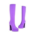 thumbnail image 1 of KIJBLAE Women's Winter Over The Knee Boots Chunky Heels Thigh High Boots Block Heeled Stretch Suede Sexy High Heel Knee High Boots Side Zipper Long Boots Purple 41, 1 of 6