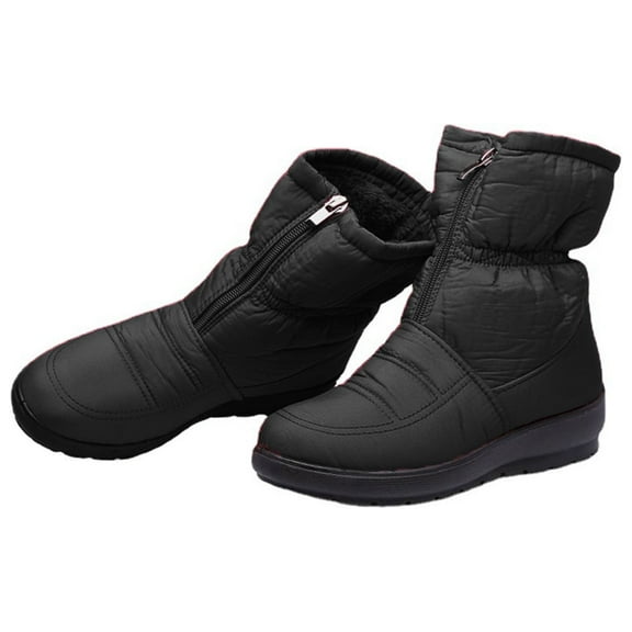 KIJBLAE Women's Winter Warm Snow Boots Fur Lined Ankle Boots Side Zipper Booties Non-Slip Shoes Black 35