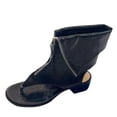 thumbnail image 1 of KIJBLAE Women's Zip-Front Thong Ankle Boots, Open-Toe Chunky Heel Sandals, Plus Size Stylish Comfort Footwear for Street & Night Out Black 39, 1 of 9