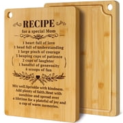 Kikcoin Bamboo Cutting Board, 13.78" Engraved Gift for Mom, Bamboo Chopping Board for Kitchen, Mother's Day, Thanksgiving, Christmas – Recipe for a Special Mom