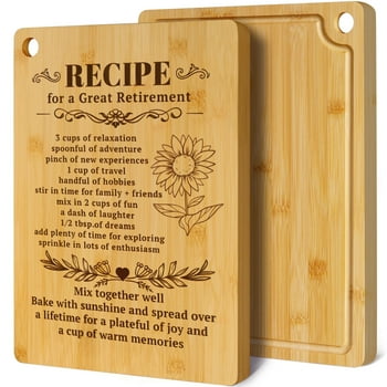 Kikcoin Bamboo Cutting Board for Kitchen, 13.78" Engraved Gift Cutting Board for Retirement, Thanksgiving, Retirement Gifts