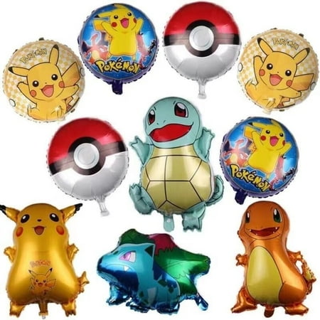 Pokemon Large Birthday Party Balloons, 15 Pcs Pikachu and Friends Foil Balloons Set