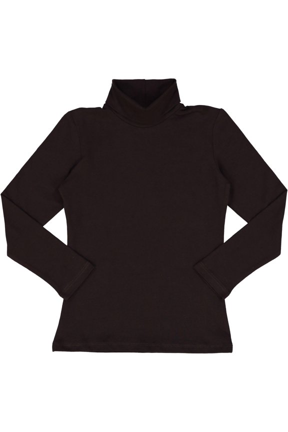 Girls Soft 90% Cotton Turtleneck T-Shirt/Shell Brown Medium