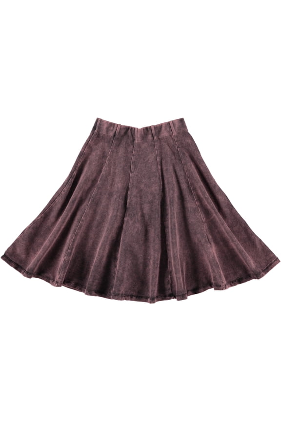 Girls Stonewash Soft Sturdy Cotton Panel Skater Skirt - Light Pink, X-Small
