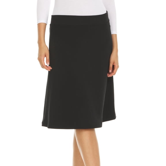 KIKI RIKI Lightweight Comfortable Nylon Lycra A-Line Skirt - Black, Large