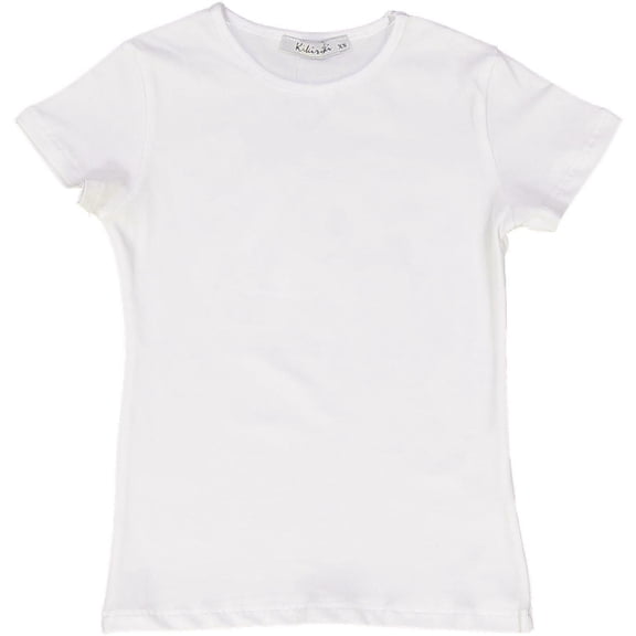 KIKI RIKI Ultrasoft Comfortable Cotton Kids Short Sleeve Layering T-Shirt – White XX-Small