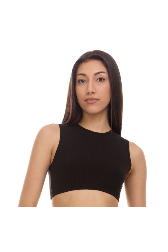 Womens Sleeveless Crop Shell Black medium