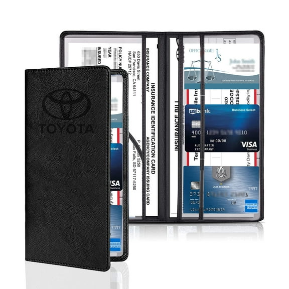 KIKIMO for Toyota Car Registration and Insurance Holder for Toyota Accessories,Car Document Holder for Camry Corolla 4runner Rav4,Toyota Glove Box Document Organizer with Magnetic Shut for Cards