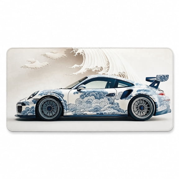 KILLSWITCH Stylish Sports Car Gaming Mouse Pad Large 31.5 x 11.8 Inch XL Extended Desk Mat for Keyboard and Mouse Water Resistant Smooth Surface Non Slip Rubber Base Stitched Edges