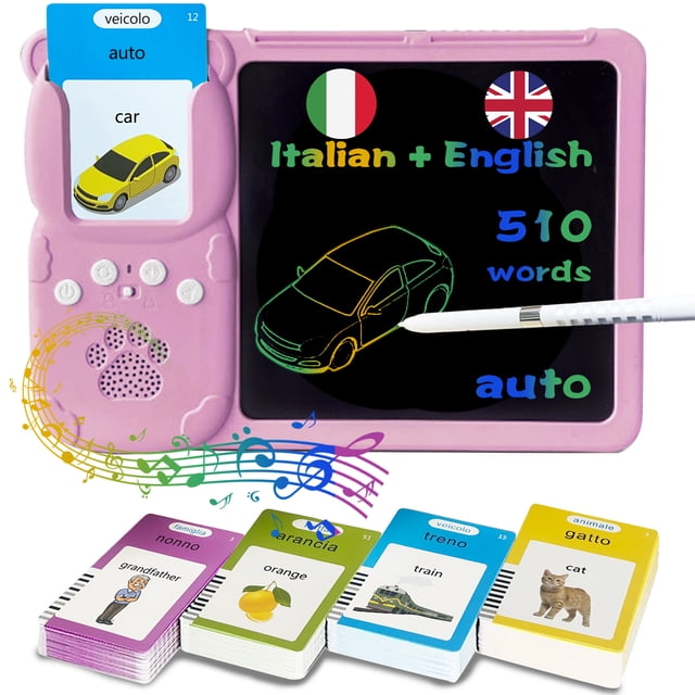 KILOGOGRAPH Italian Talking Flash Cards with Writing Tablet - Bilingual ...