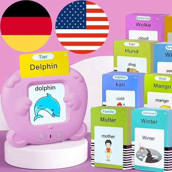 KILOGOGRAPH English German Flash Cards, Sensory Toy for Kids with Autism, Pocket Speech, 510 Sight Words