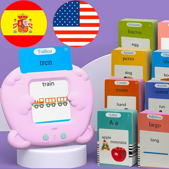 KILOGOGRAPH English Spanish Flash Cards, Sensory Toy for Kids with Autism, Pocket Speech, 510 Sight Words