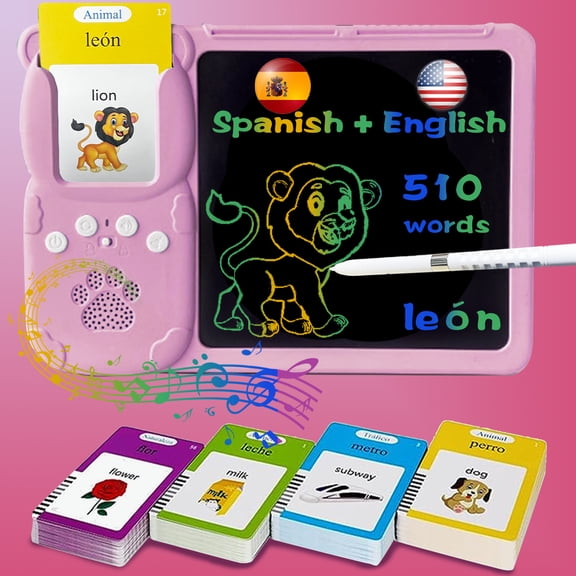 KILOGOGRAPH Talking Spanish Flash Cards, Drawing Writing Tablet, Sensory Toy for Autistic Children