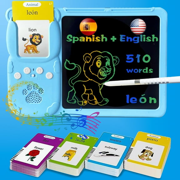 KILOGOGRAPH Talking Spanish Flash Cards, Drawing Writing Tablet, Sensory Toy for Autistic Children