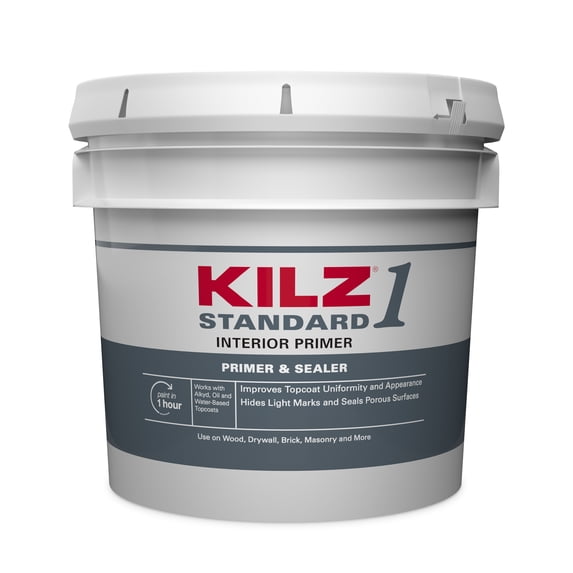 KILZ 1 STANDARD Interior Water-Based Wall Primer for Multi-Surface Use, 3.5 Gallon