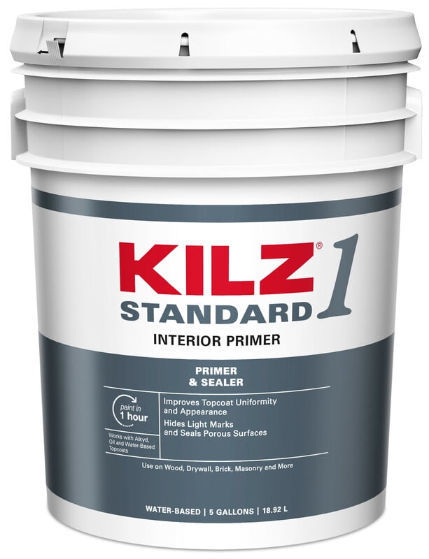 KILZ 1 Standard White Flat Water-Based Acrylic Primer and Sealer 5 gal
