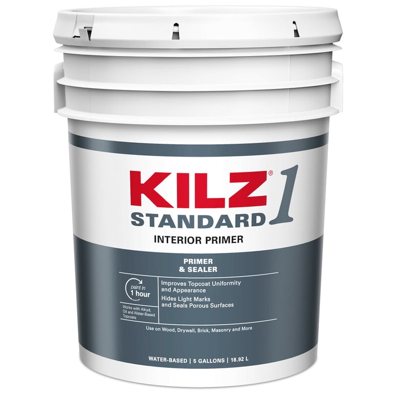 KILZ 1 Standard White Flat Primer & Sealer, 5 Gallon photo 1