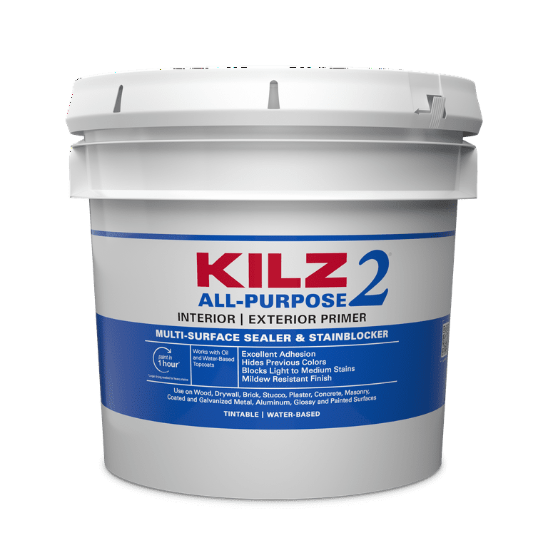 KILZ 2 All-Purpose Water-Based Primer, White, Interior/Exterior