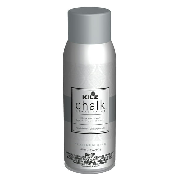 KILZ Chalk Spray Paint, Interior, Ultra Flat, Platinum Ring, 12 Ounces