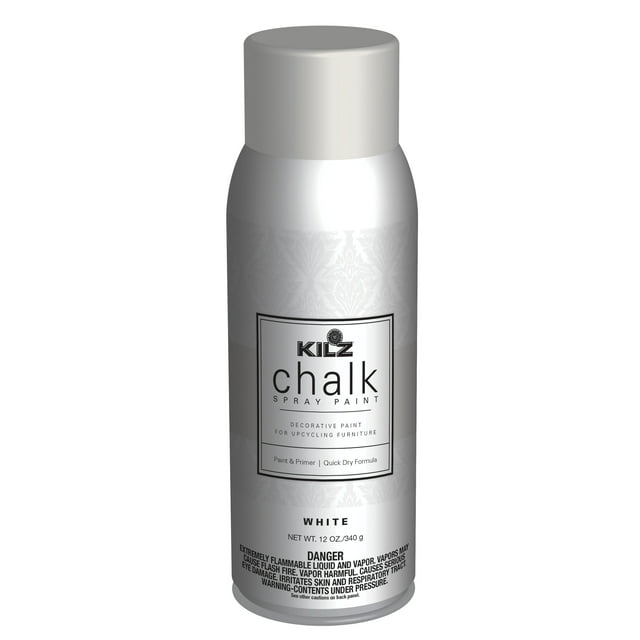 KILZ Chalk Spray Paint, Interior, Ultra Flat, White, 12 Ounces