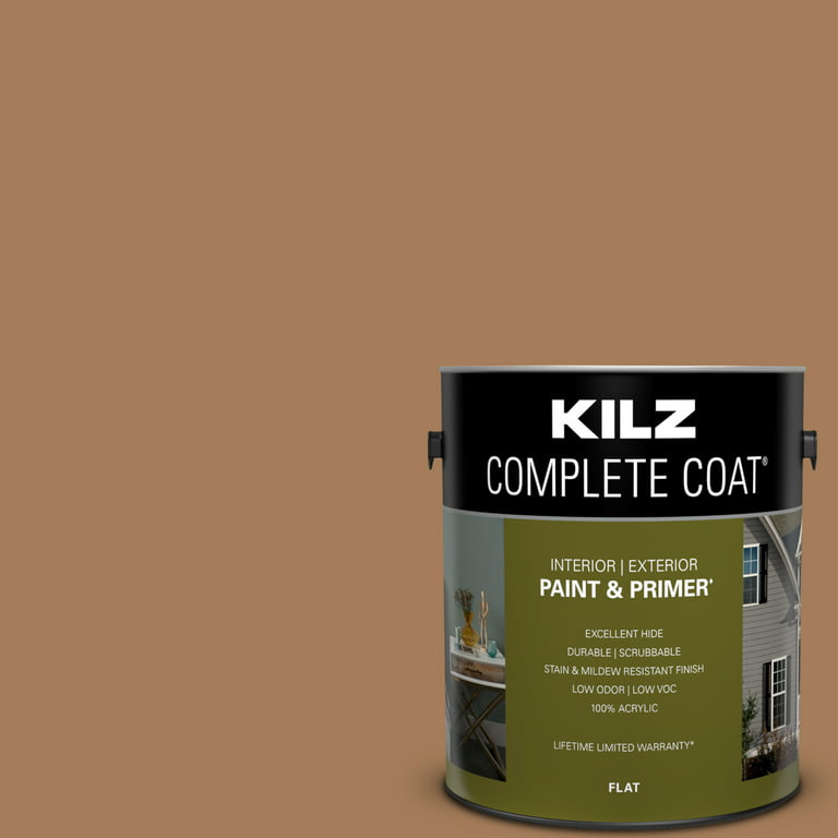 KILZ Complete Coat Paint & Primer, Interior/Exterior, Flat, Brown Bag, 1  Gallon